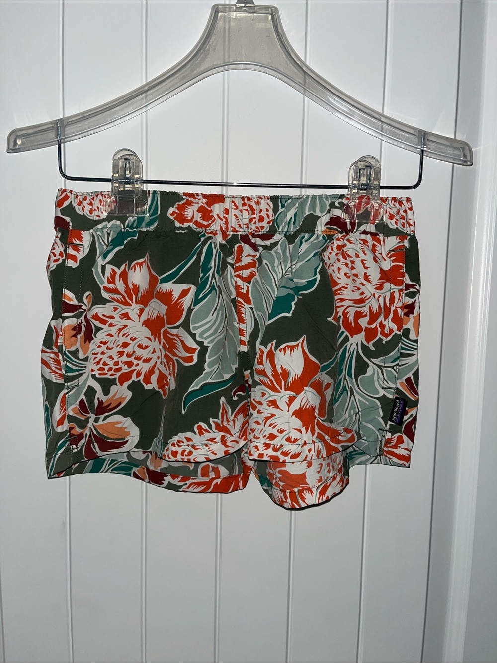 Patagonia Floral Athletic Shorts - Olive & Coral